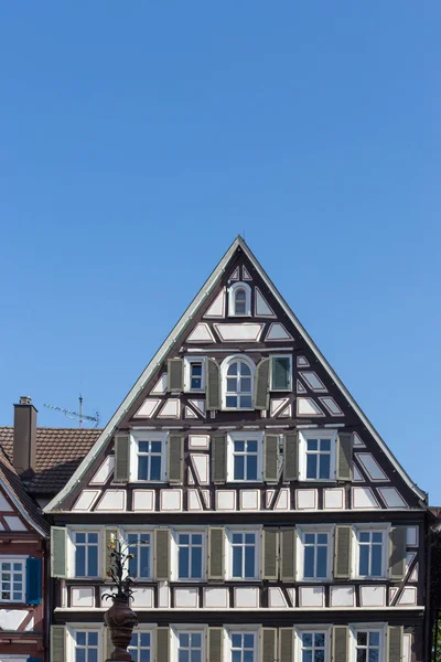 Keret Város Homlokzat Déli Németország Történelmi Város Nevű Schorndorf Közelében — Stock Fotó