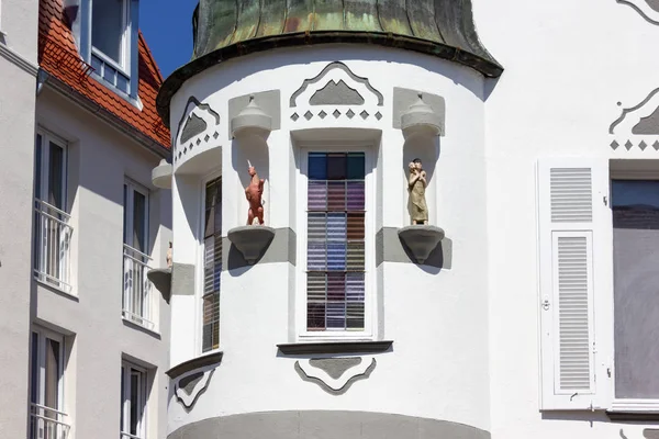 arabic building facade with oriental architecture in south german city schwaebisch gmuend sunny day