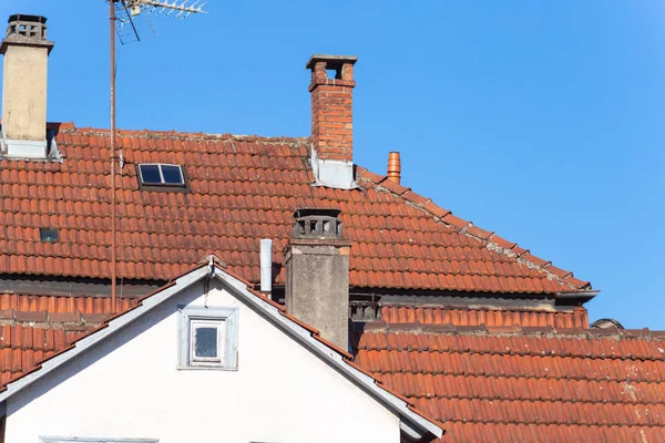 Şehir Cepheler Rooftops Anten Baca Bahar Akşam Güney Almanya — Stok fotoğraf