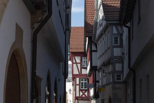 Cadre Façades Ville Dans Sud Allemagnebeaucoup Ville Historique Nommé Schorndorf — Photo
