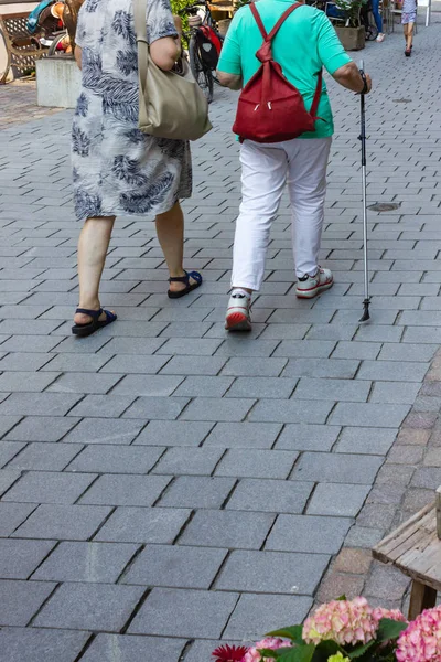 Senior Ladies Walking Together Tourist Sticks Southern Germany — Stock Photo, Image