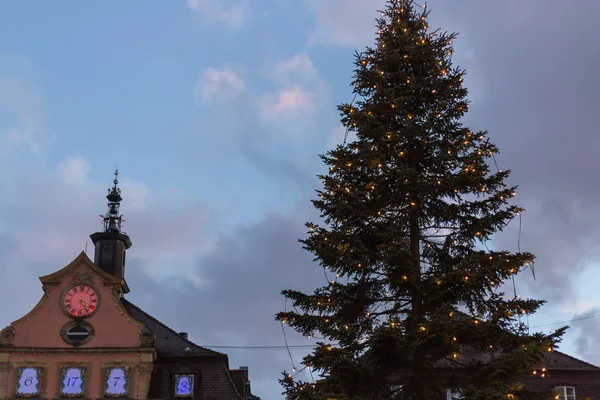 Decorações Natal Mercado Natal Advento Alemanha Noite Inverno Dezembro — Fotografia de Stock