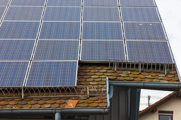 Panel Solar Azotea Edificio Histórico Época Primavera Pascua Sur Alemania — Foto de Stock