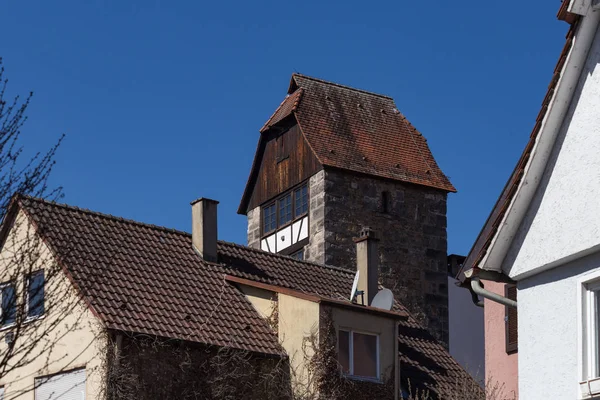 Azotea Con Antena Sobre Fachadas Marco Sur Alemania Cielo Azul —  Fotos de Stock