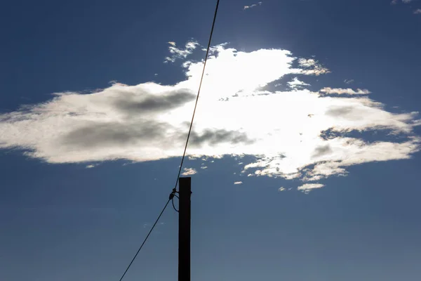 Powerpole Dezembro Céu Azul Sul Alemanha Inverno Perto Cidade Munique — Fotografia de Stock