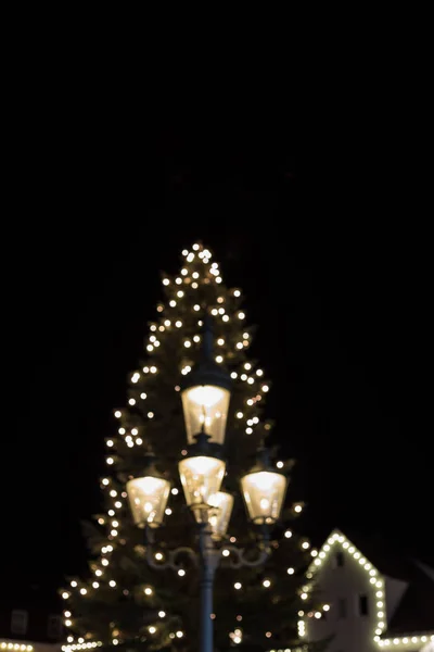 Borrosa Árbol Adviento Navidad Mercado Histórico Ciudad Del Sur Alemania — Foto de Stock