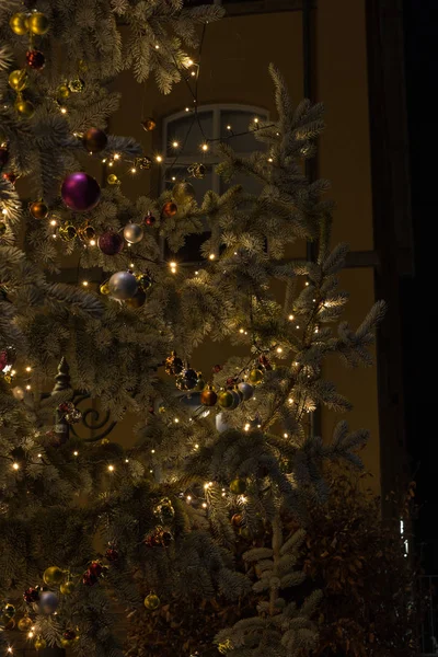 Árbol Adviento Navidad Decoración Mercado Histórico Ciudad Del Sur Alemania — Foto de Stock