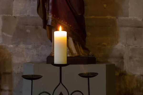 Luz Velas Igreja Nave Altar Cidade Histórica Sul Alemanha Cidade — Fotografia de Stock