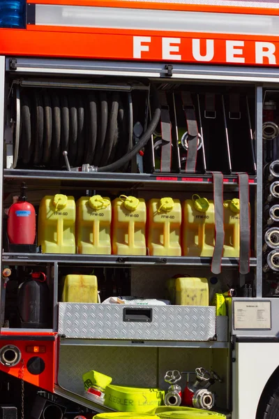 Λεπτομέρειες Του Αυτοκινήτου Στην Πυροσβεστική Υπηρεσία Στην Νότια Γερμανία Εξοχή — Φωτογραφία Αρχείου