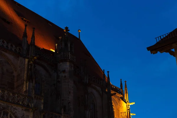 Igreja Chatholic Noite Azul Hora Cidade Histórica Schwaebisch Gmuend Alemanha — Fotografia de Stock