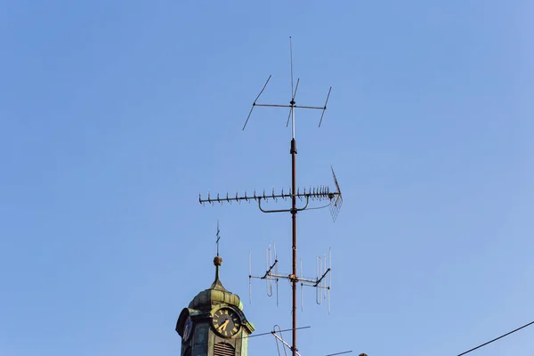 Antenna Háztetőkön Történelmi Épületek Napsütéses Tavaszi Boldog Nyaralás Dél Németország — Stock Fotó