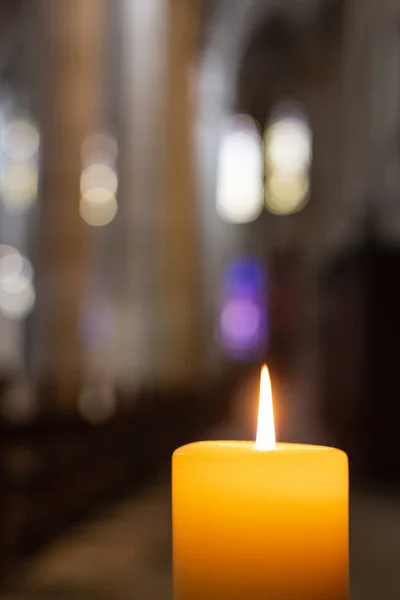 Luz Las Velas Iglesia Altar Nave Ciudad Histórica Sur Alemania — Foto de Stock