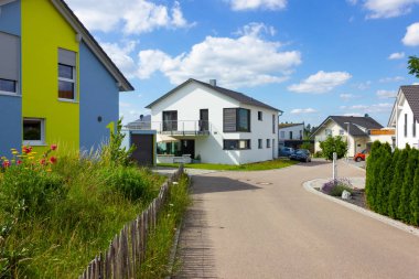 garden fence of modern house architecture in rural countryside at springtime in south germany near city stuttgart