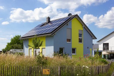 garden fence of modern house architecture in rural countryside at springtime in south germany near city stuttgart