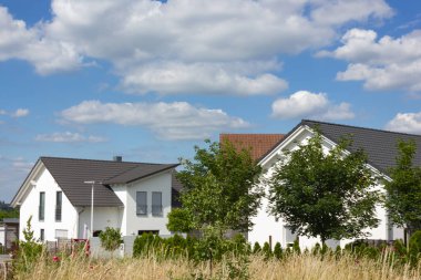 garden fence of modern house architecture in rural countryside at springtime in south germany near city stuttgart