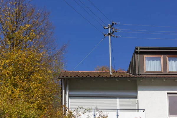 Dach Mit Antenne Von Gebäuden Süddeutschland Sonniger Herbstnachmittag — Stockfoto