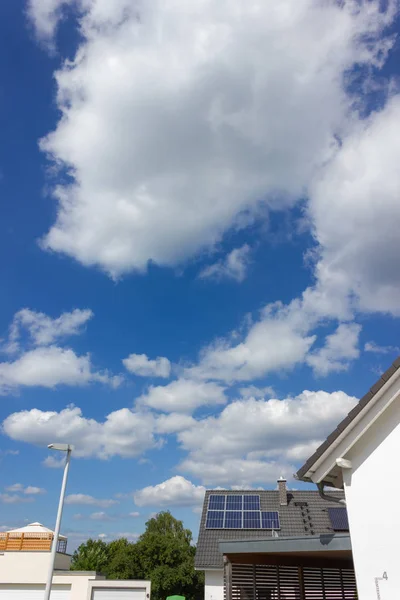 Panneau Solaire Sur Toit Village Rural Sud Allemand Printemps Près — Photo