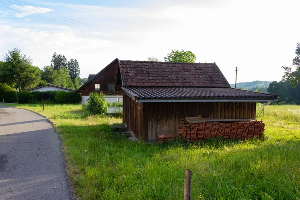 Stabilní Budov Styl Bavorsko Jižním Německu Město Wangen Letní Večer — Stock fotografie