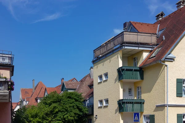 Ciudad Fachadas Sur Alemania Bavaria Ciudad Wangen Cielo Azul Sol —  Fotos de Stock