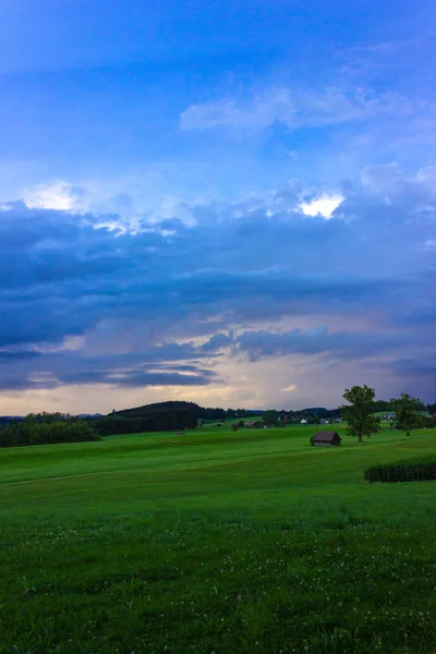 Rural Farmland Storm Clouds Sky South Germany Allgau City Wangen — Stock Photo, Image