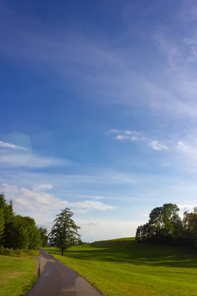 Allgau Sud Paesaggio Bavarese Con Cielo Nuvole Raggi Sole Con — Foto Stock