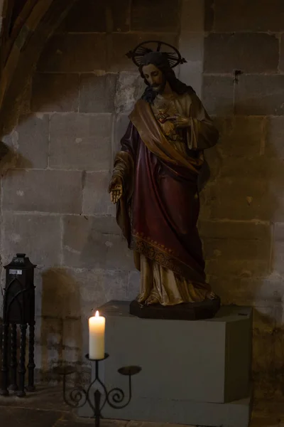 Details Einer Dunklen Seite Des Altars Der Katholischen Kirche Der — Stockfoto