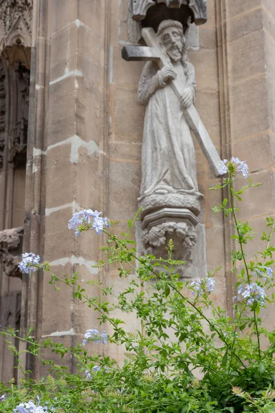 Iglesia Piedra Figuras Arte Columnas Antigua Fachada Ciudad Histórica Del — Foto de Stock