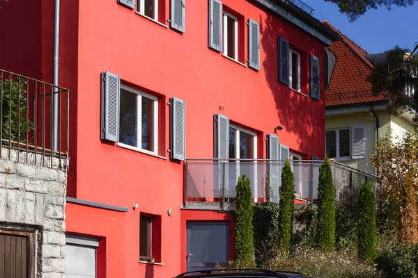 Fachadas Casas Particulares Uma Pequena Cidade Sul Alemanha — Fotografia de Stock