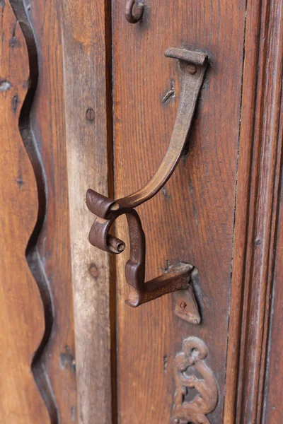 Iglesia Marrón Puerta Madera Con Manijas Detalles Ciudad Histórica Sur — Foto de Stock