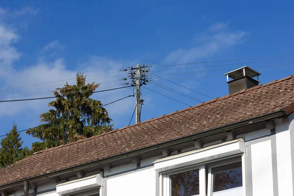 Roof Antenna Buildings South Germany Sunny Fall Afternoon — Stock Photo, Image