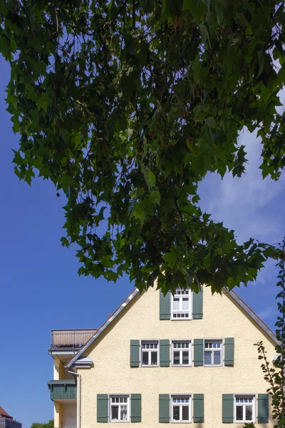 Ciudad Fachadas Sur Alemania Bavaria Ciudad Wangen Cielo Azul Sol — Foto de Stock