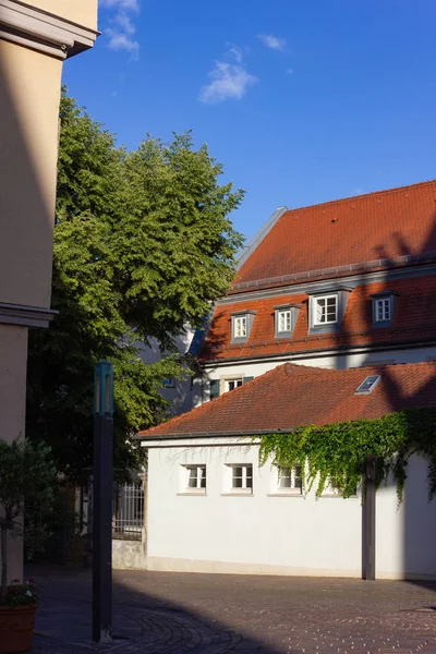 Stadens Fasader Historiska Staden Schwaebisch Gmuend Springtime Sunshine Eftermiddag Schwaebisch — Stockfoto