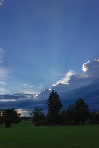 Rural Farmland Storm Clouds Sky South Germany Allgau City Wangen — Stock Photo, Image