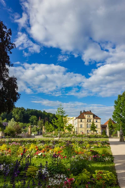 Parc Municipal Fleurs Floraison Pelouse Verte Printemps Allemagne Sud Ville — Photo