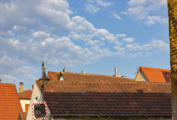 Tejados Con Antena Edificios Antiguos Tarde Soleada Sur Alemania — Foto de Stock