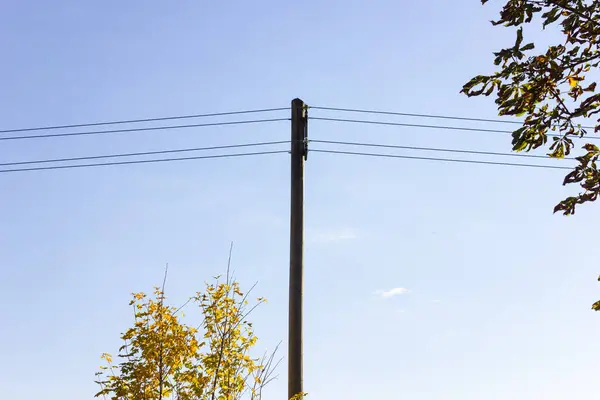 Power Pole Cable German Countryside — Stock Photo, Image