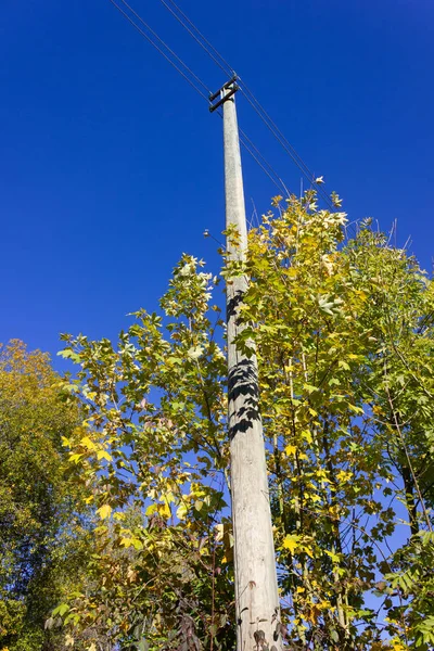 電柱とドイツの田舎のケーブル — ストック写真