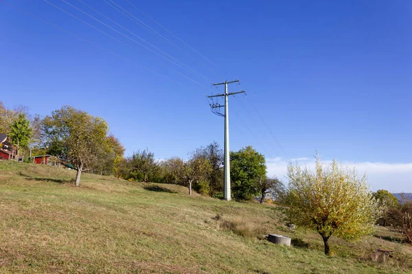 Elstolpe Och Kabel Tyska Landsbygden — Stockfoto