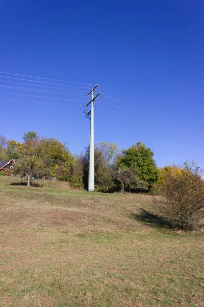 Elstolpe Och Kabel Tyska Landsbygden — Stockfoto