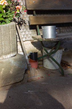 Bavyera çiftlik evi cephe ve Ayrıntılar eski yıpranmış