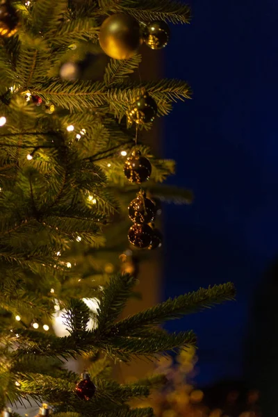 Decoración Del Árbol Navidad Mercado Navidad Sur Alemania Noche Hora — Foto de Stock