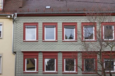 Güney Almanya şehirde sonbahar öğleden sonra ışık, tarihi şehir cepheler