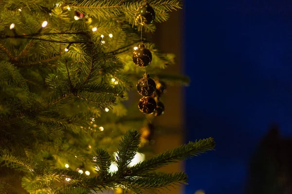 Décoration Arbre Noël Marché Noël Dans Sud Allemagne Soirée Heure — Photo