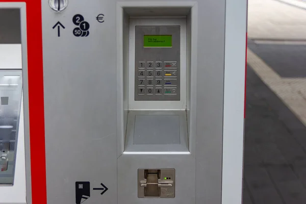 trainstation ticketmachine details off a locker at south germany november afternoon