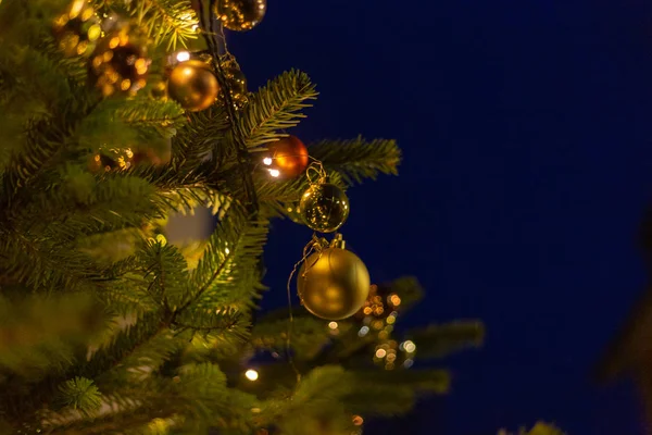 Décoration Arbre Noël Marché Noël Dans Sud Allemagne Soirée Heure — Photo