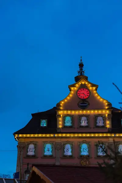 Ayuntamiento Luces Navidad Mercado Advenimiento Diciembre Cielo Hora Azul Sur — Foto de Stock