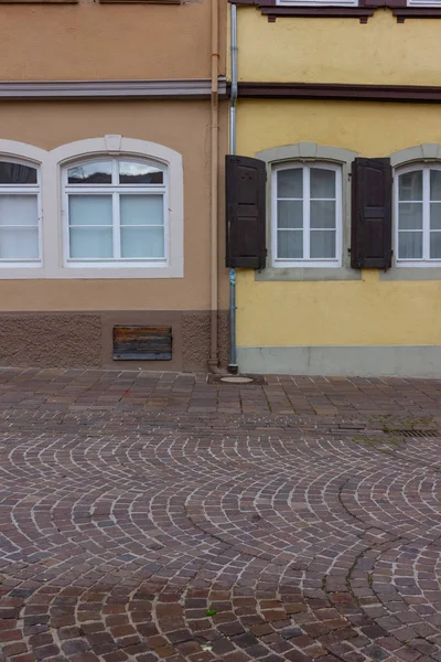 Fachadas Históricas Ciudad Con Puertas Ventanas Detalles Sur Alemania Ciudad — Foto de Stock