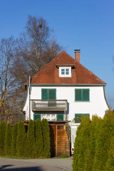 Edificios Viviendas Privadas Alemania Bajo Sol Otoño Día Cielo Azul — Foto de Stock