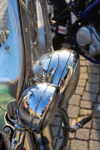 Onderdelen Details Van Een Retro Amerikaanse Motor Chopper Merk Zonsondergang — Stockfoto