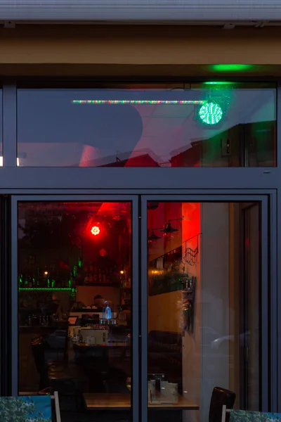 Bistro Pub Néon Lumières Soir Dans Centre Commercial Métropole Sud — Photo